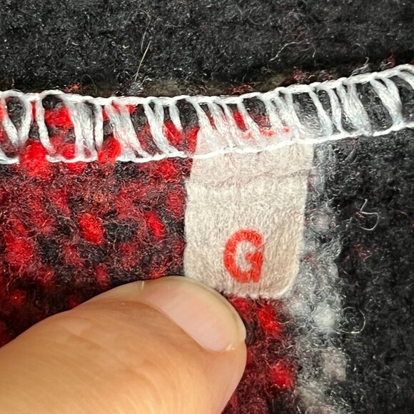 Baja Jacket SIze L Blackhawks Logo Red Black Stripe Hooded Pocket Pullover - Picture 9 of 9